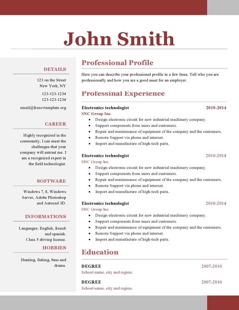 free resume templates 2017 for mac